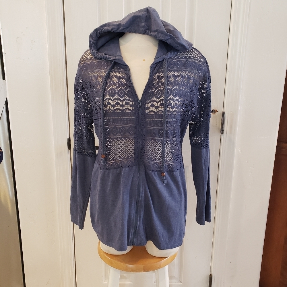 Living Planet Blue Lace Zip-up With Hood